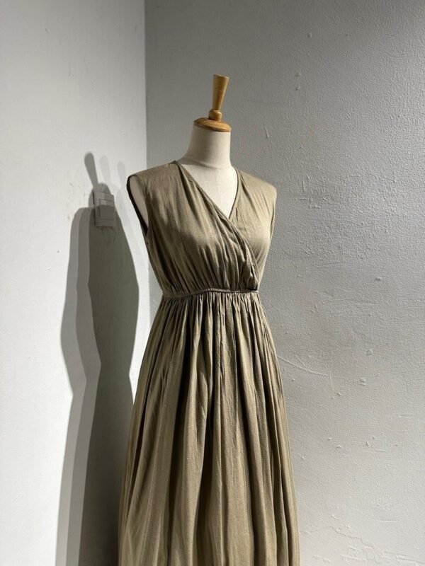 Brown Cotton Sleeveless Dress