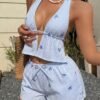 Blue Striped Pajama Set