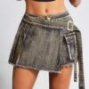 2-in-1 Denim Skirt & Cargo Shorts
