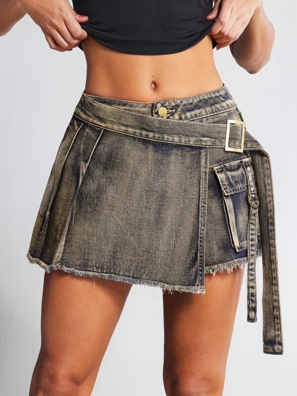 2-in-1 Denim Skirt & Cargo Shorts