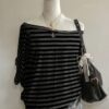 03 Striped Gothic Off-Shoulder T-Shirt