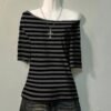 04 Striped Gothic Off-Shoulder T-Shirt