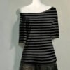 05 Striped Gothic Off-Shoulder T-Shirt